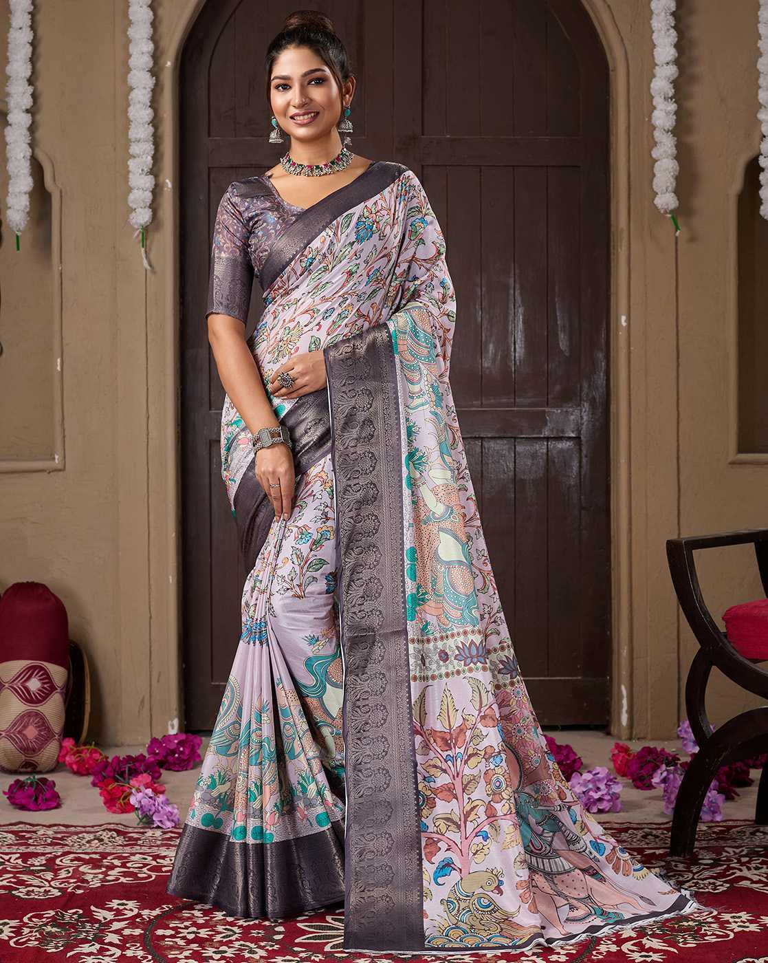 Fashionfricks Women Saree with Woven Motifs For Women (Multi, OS)
