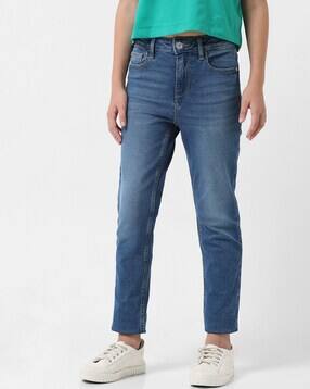 Girls Lightly Washed Straight Jeans