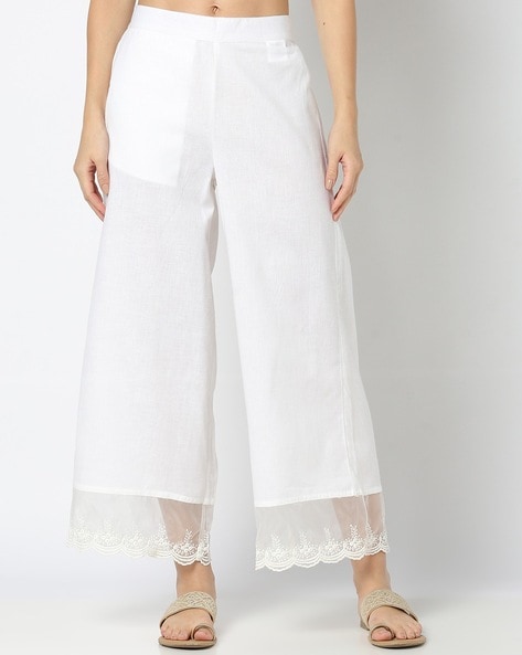 Women Palazzo with Lace Hemline