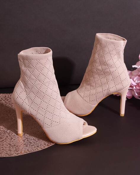 Truffle Collection Women Knitted Peep-Toe Stilettos