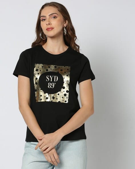 Women Printed Regular Fit Crew-Neck T-Shirt