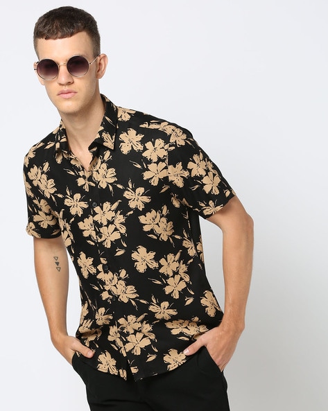 Men Floral Print Slim Fit Shirt