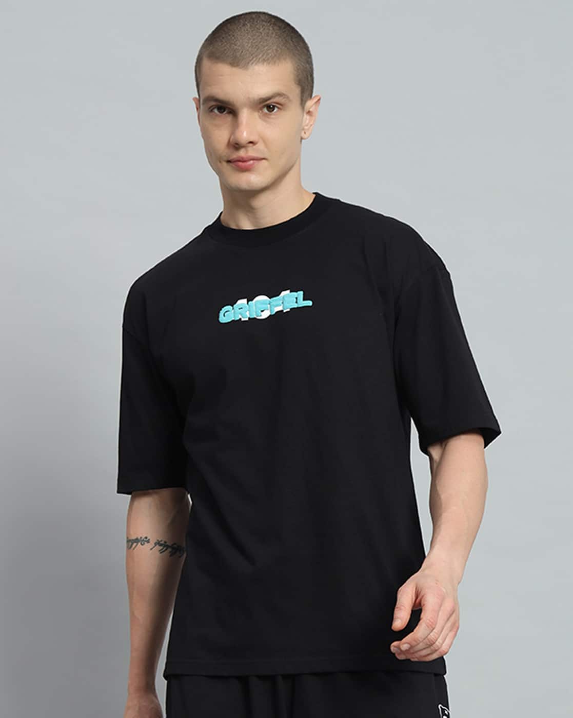 Buy GRIFFEL Men Typographic Print Oversiz Online | Ajio.com