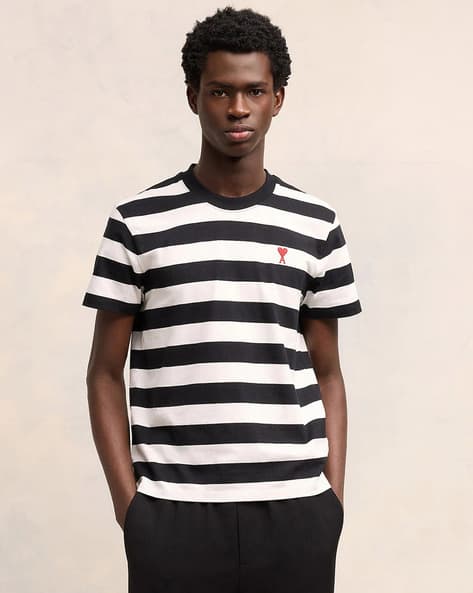 Buy Ami Paris Ami De Coeur Striped Organic  Online | Ajio.com