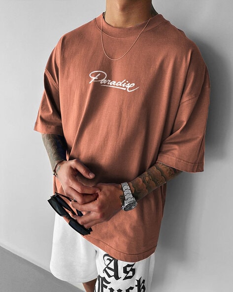 Men Oversized Fit Crew-Neck T-Shirt