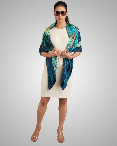 Women Printed Scarf with Rolled Hem Price in India