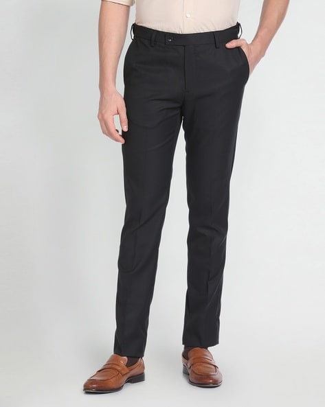 Arrow Men Regular Fit Flat-Front Trousers