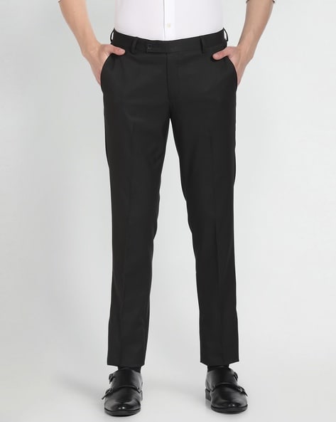 Arrow Men Regular Fit Flat-Front Trousers