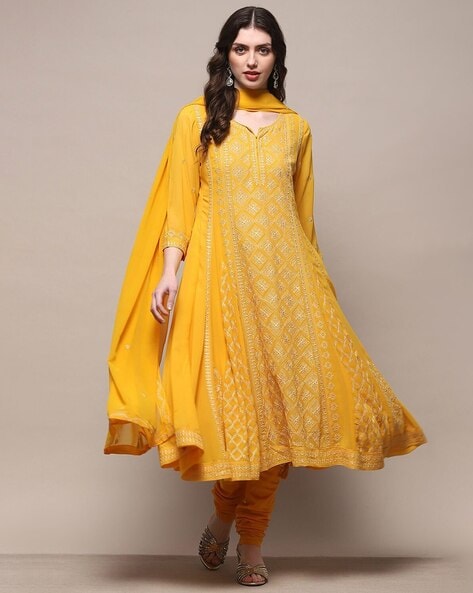 Biba yellow anarkali suit best sale