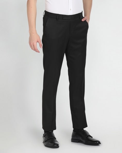 Arrow Men Regular Fit Flat-Front Trousers