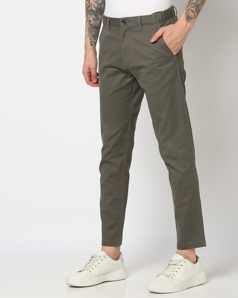 Men Slim Fit Flat-Front Chinos