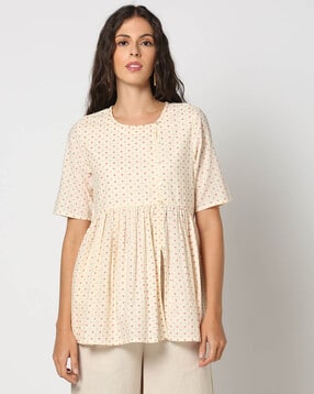 svrnaa by azorte Polka-Dot Print Peplum Top-picture-16