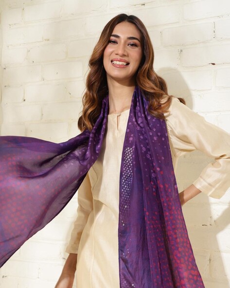 Women Geometric Print Silk Stole Price in India