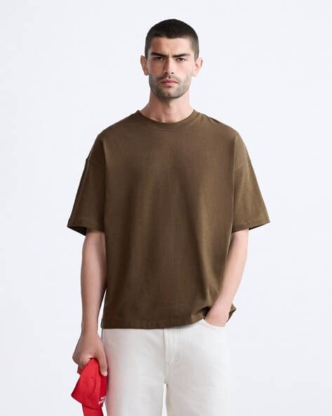 Buy MISCHIEF MONKEY Men Oversized Fit Crew-Neck T-Shirt Online