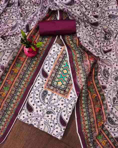 Women Paisley Print Unstitched Dress Material Price in India