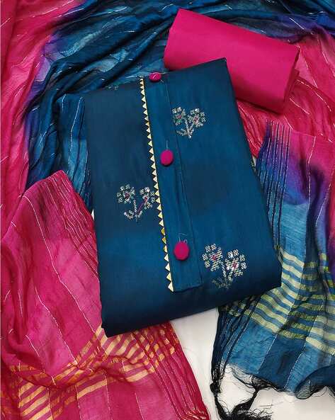 Women Floral Unstitched Dress Material with Dupatta Price in India