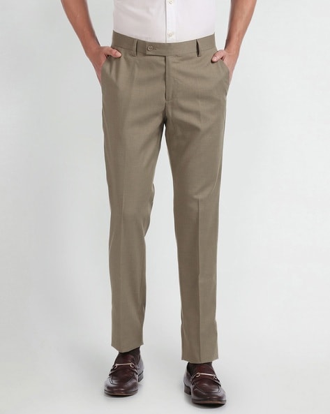 Arrow Men Slim Fit Flat-Front Trousers