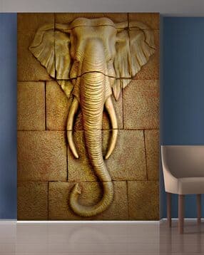 Golden Stones & Elephant Head Mural Wallpaper