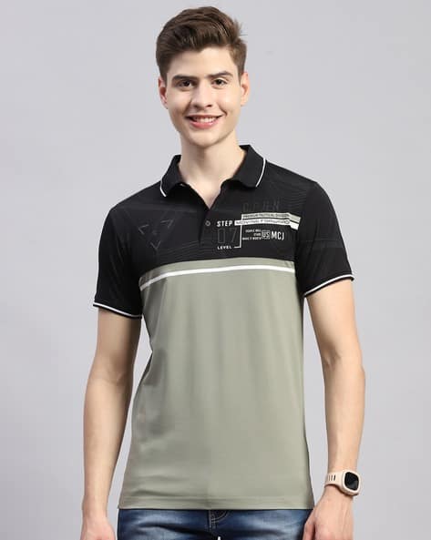 Men Typographic Print Regular Fit Polo T-Shirt