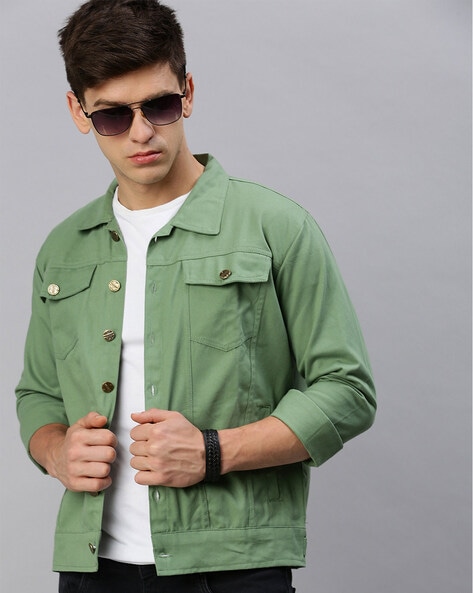 Lime green jean jacket best sale