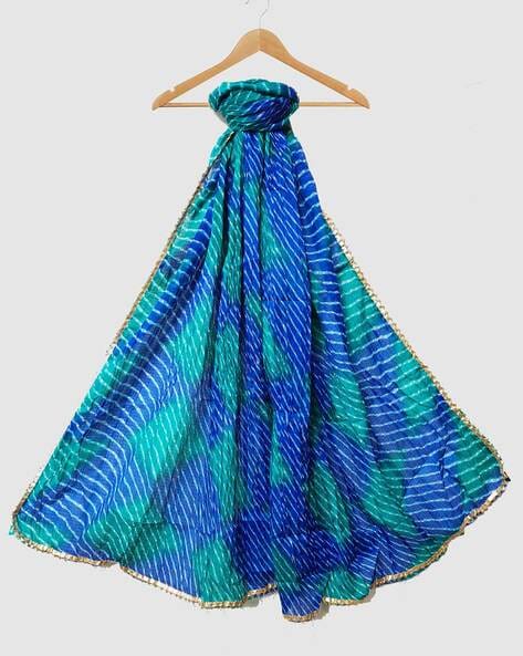Women Printed Dupatta with Lace Border Price in India