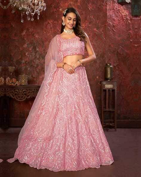 Women Embellished Flared Lehenga Choli Set with Dupatta
