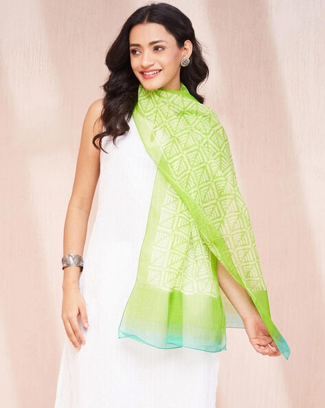 Women Geometric Print Cotton Silk Stole Price in India