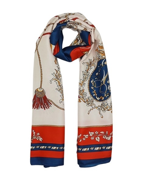 Women Printed Scarf with Contrast Border Price in India