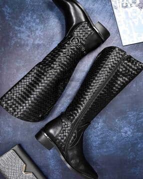 Women Braided Knee-Length Boots