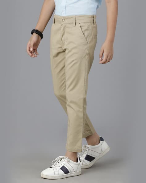 Boys Slim Fit Flat-Front Chinos