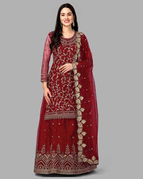 Embroidered Straight Kurta Set Price in India