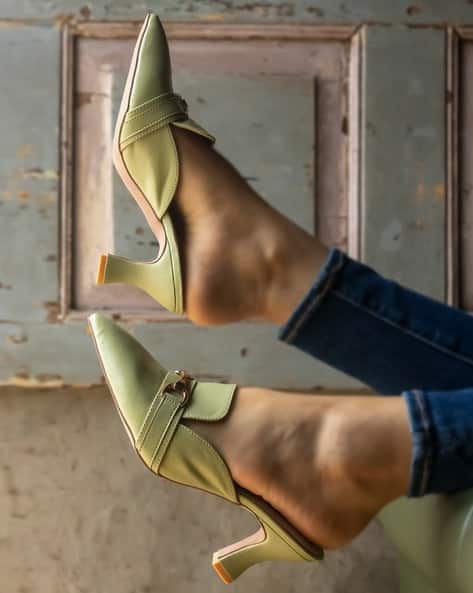 Women Kitten Heels with Metal Accent - Main Image