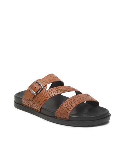 Teakwood Leathers Men Croc-Embossed Slip-On Slides