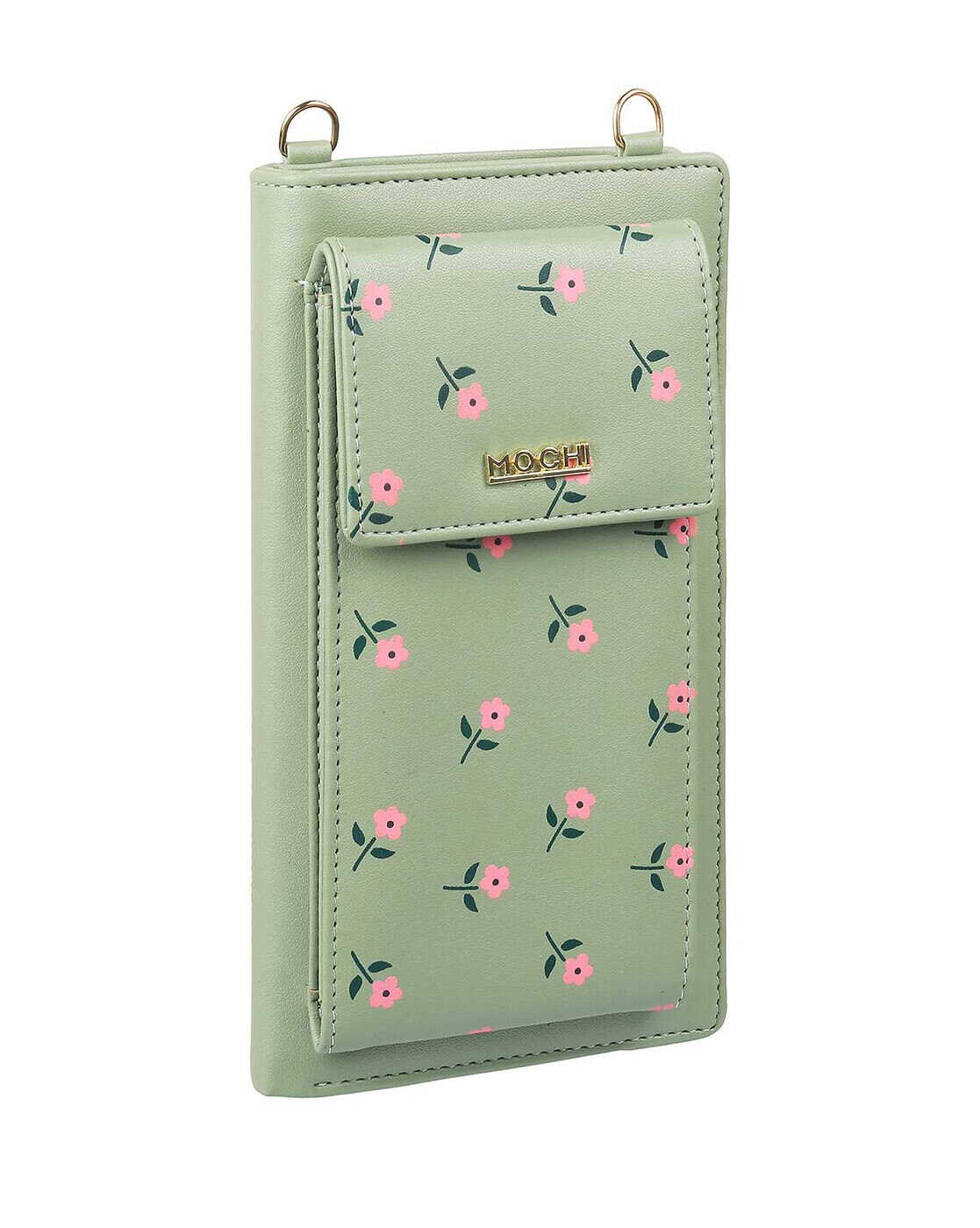 Floral Print Travel Wallet with Strap