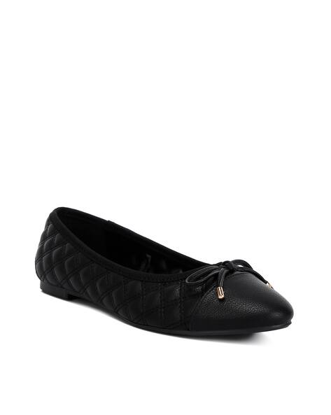 Women Quilted Round-Toe Slip-On Ballerinas