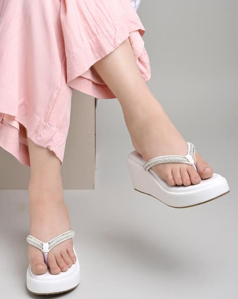 Buy White Heeled Sandals for Women by Shoetopia Online
