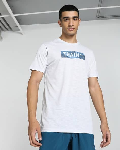 Puma Men Logo Print Regular Fit Training Crew-Neck T-Shirt