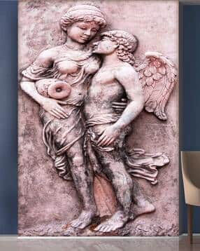 White Angel & Man Statue Mural Wallpaper