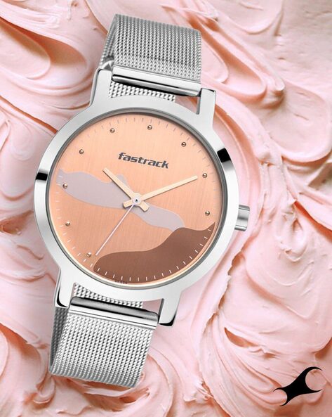 Fastrack women's silver analog watch best sale