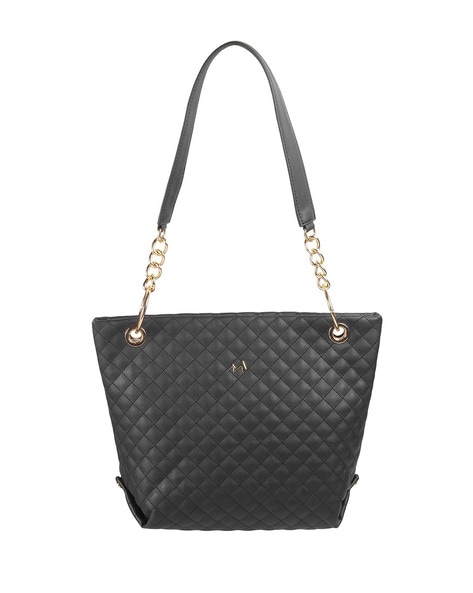 Quilted tote bag with chain strap best sale