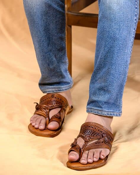 Leather Kolhapuri Toe-Ring Flat Sandals