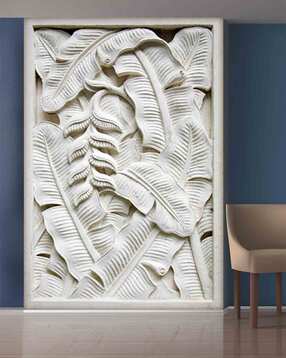 Large White Banana Leaves Mural Wallpaper