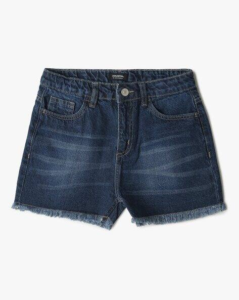 Girls Lightly Washed Regular Fit Denim Shorts