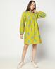 YOUSTA Printed A-line Dress Lime