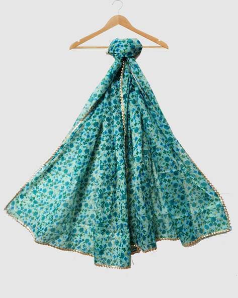 Floral Print Dupatta with Lace Details Price in India