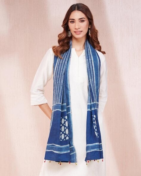 Women Printed Stole with Tassels Price in India