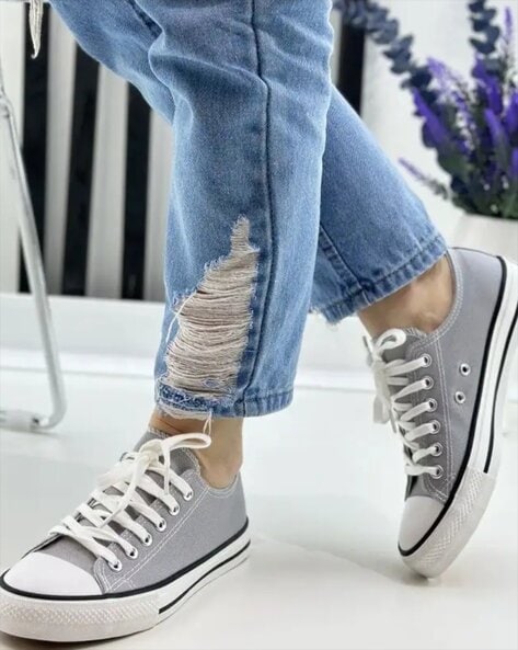 Gray canvas sneakers hotsell