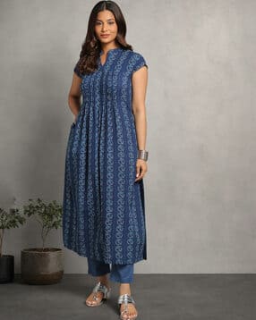 indie picks Dye Double Dabu Print Flared Kurta-picture-46