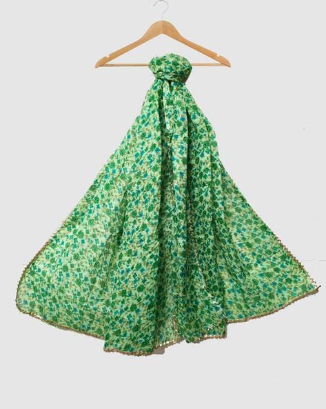 Floral Print Dupatta with Lace Details Price in India