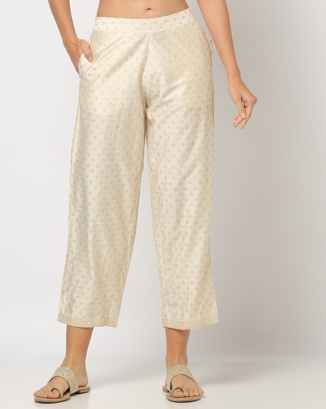 Women Shimmery Straight Fit Pants Price in India